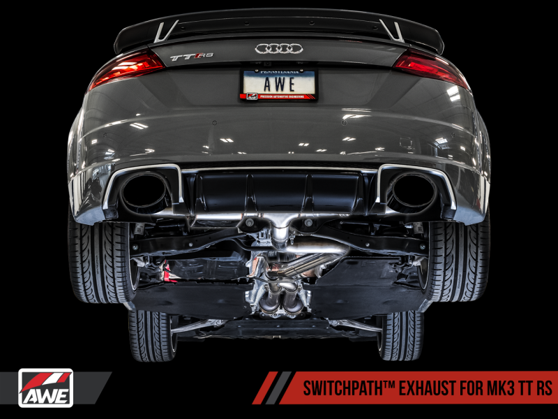 AWE Tuning 18-19 Audi TT RS 2.5L Turbo Coupe 8S/MK3 SwitchPath Exhaust w/Diamond Black RS-Style Tips - 3025-33032 Photo - out of package