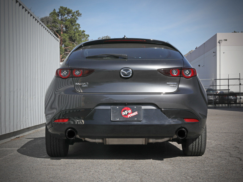 aFe 19-22 Mazda 3 L4 2.5L Takeda 3in to 2-1/2in 304 Stainless Steel Axle-Back Exhaust w/ Black Tip - 49-37023-B Photo - Mounted