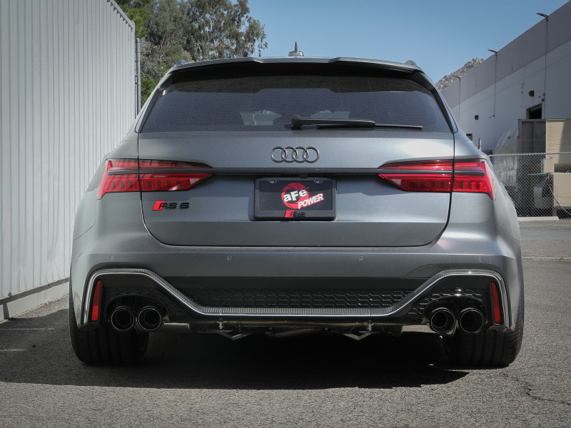 aFe 20-22 Audi RS6 Avant V8 4L (tt) MACH Force-Xp 3in to 2.5in 304 SS Cat-Back Exhaust w/ Carbon Tip - 49-36448-C Photo - Mounted