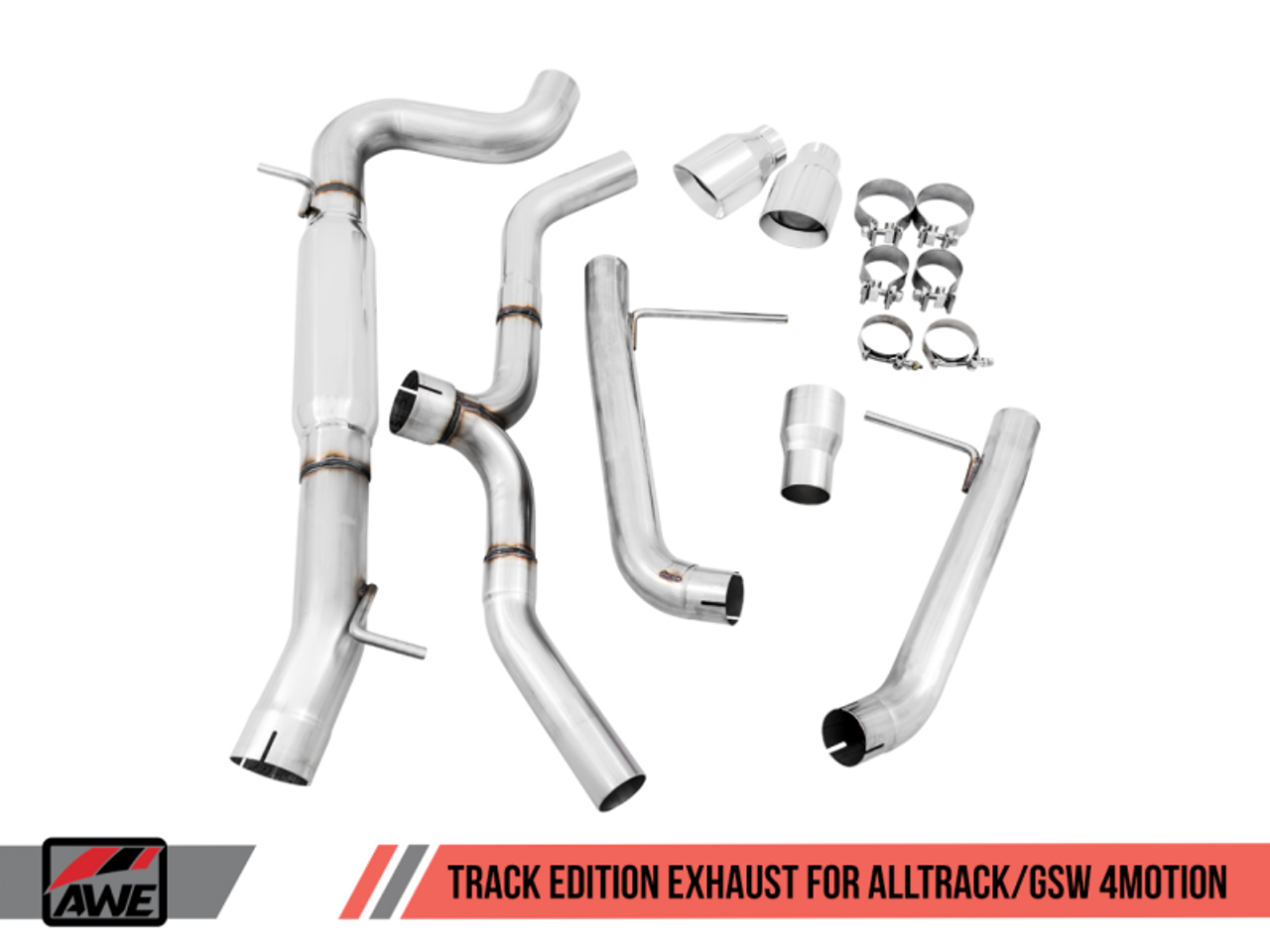 AWE Tuning VW MK7 Golf Alltrack/Sportwagen 4Motion Track Edition Exhaust - Polished Silver Tips - 3020-32044 Photo - out of package