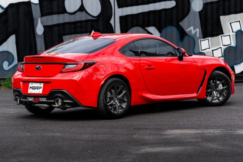 MBRP 13-16 Subaru BRZ 2.0L/ 2.4L 3in Dual Split Rear Cat Back w/CF Tips- T304 - S48043CF Photo - lifestyle view