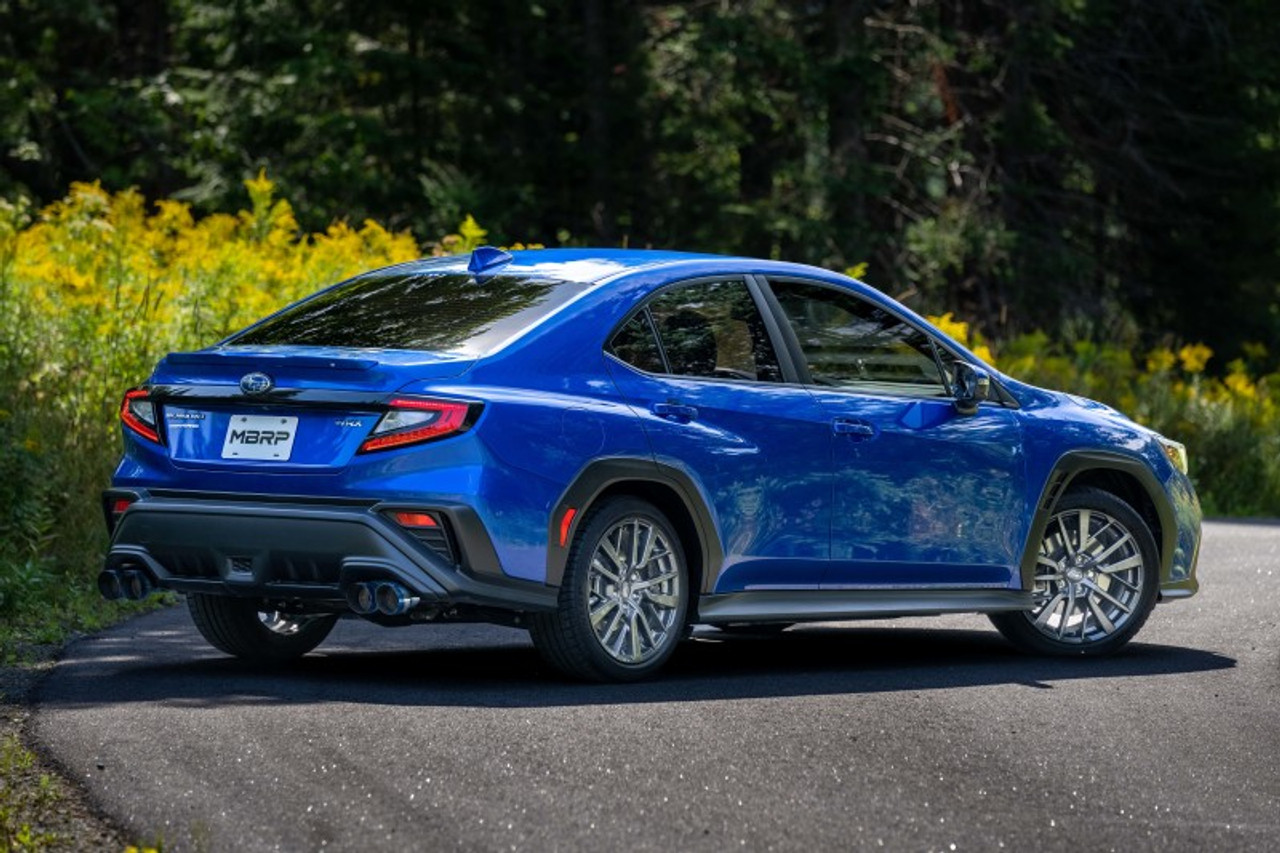 MBRP 2022 Subaru WRX 2.5in Dual Split Rear Exit w/ Quad CF Tips - T304 - S48103CF Photo - lifestyle view