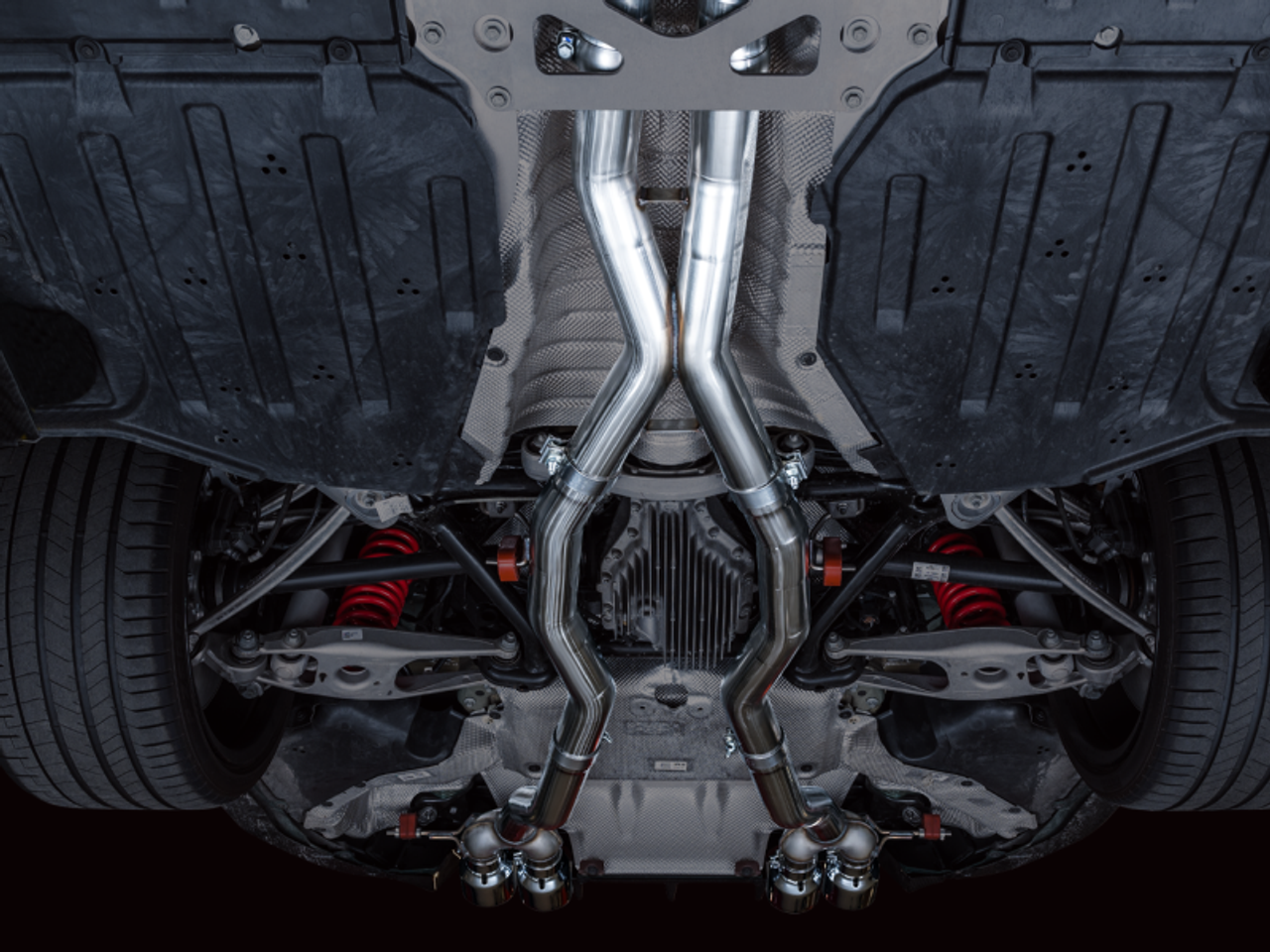 AWE Track Edition Catback Exhaust for BMW G8X M3/M4 - Chrome Silver Tips - 3020-43482 Photo - Mounted