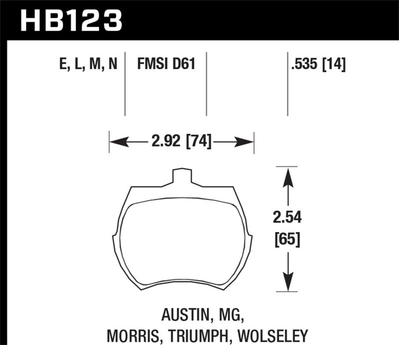 Hawk 64-70 Austin Healey Sprite Front ER-1 Brake Pads - HB123D.535 Photo - Primary