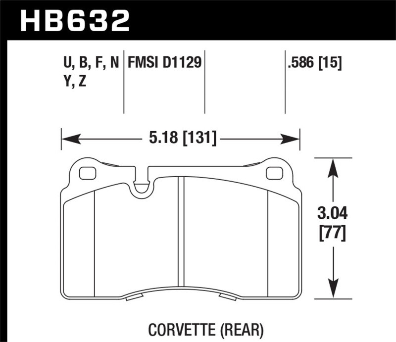 Hawk 14-15 Chevrolet Camaro 7.0L Z28 (Incl.Pad Wear Sensor) Rear ER-1 Brake Pads - HB632D.586 Photo - Primary