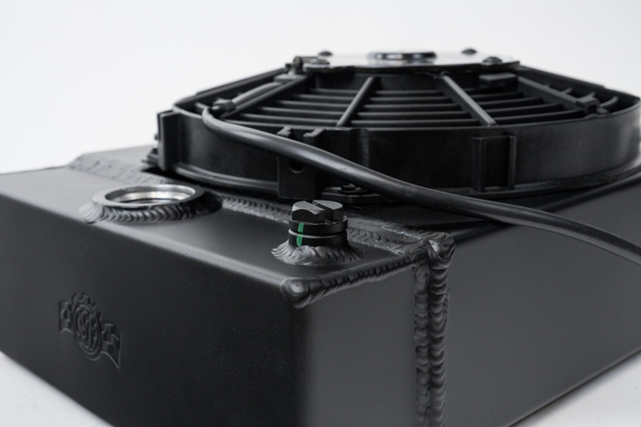 CSF Universal Drag Race / Tuck Radiator w/9in Spal Fan - 10.5in H x 10in L x 3.6in W - Black - 7065B Photo - Close Up