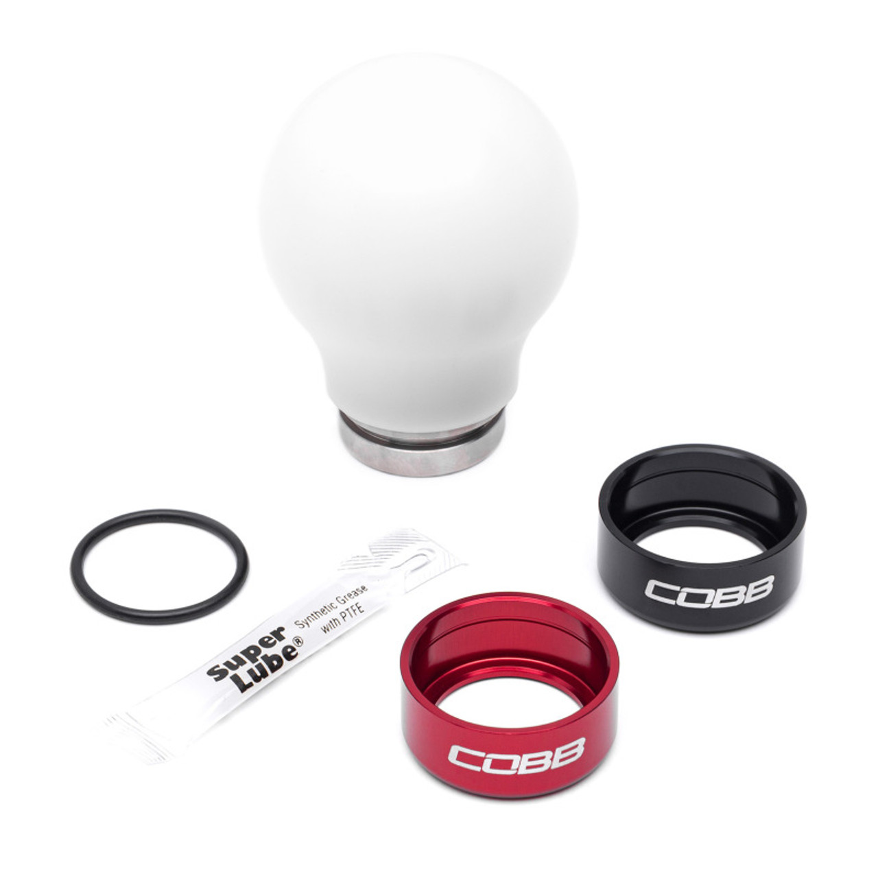 Cobb Subaru 6-Speed Weighted COBB Shift Knob - White (Incl. Both Red + Blk Collars) - 213360-W User 1
