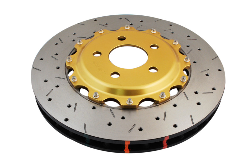 DBA 05-09 Audi A4 Quattro 2.0L Front 5000 Series Drilled & Slotted Rotor w/Gold Hat - 5575GLDXS Photo - out of package