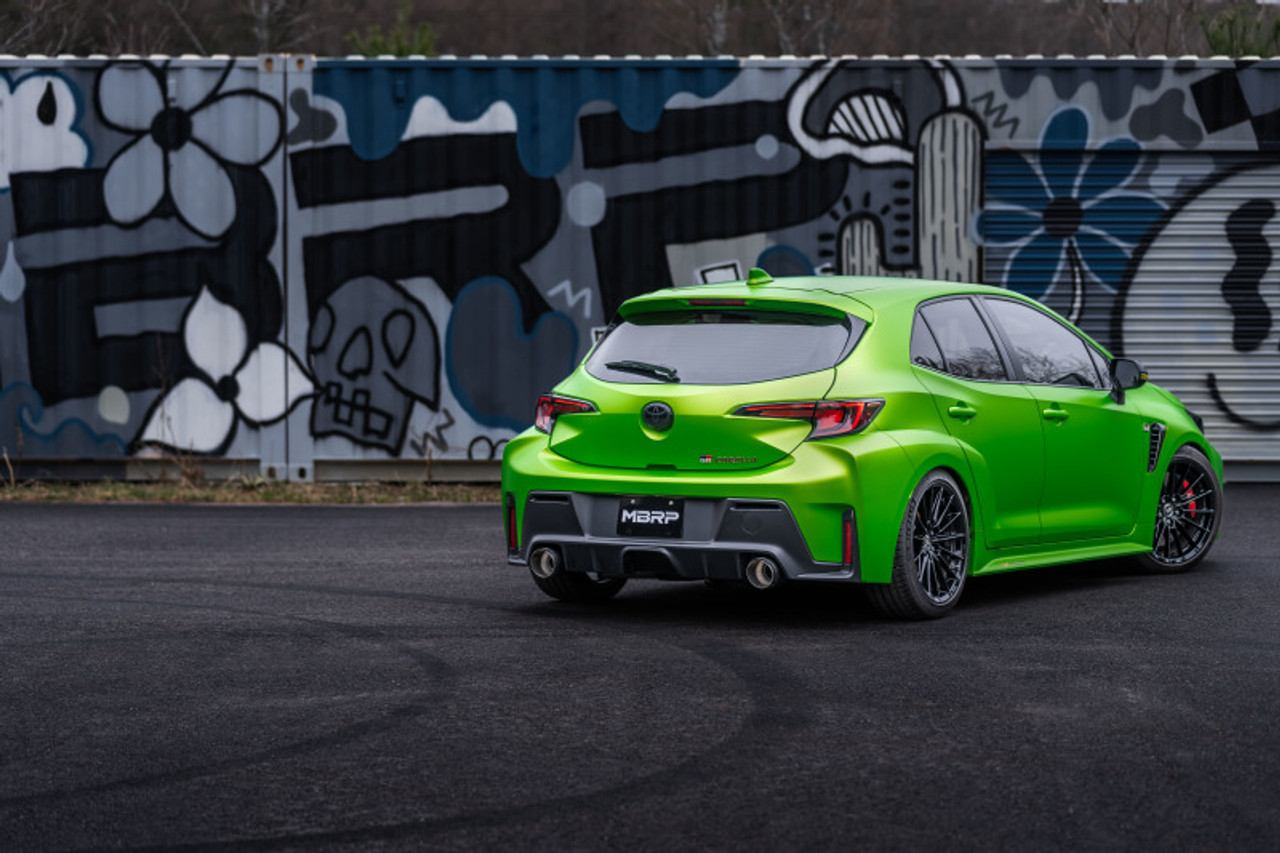 MBRP 2023 Toyota Corolla GR 1.6L T304 Stainless Steel 3in Cat-Back Dual Split Rear w/ Burnt End Tips - S43023BE Photo - lifestyle view