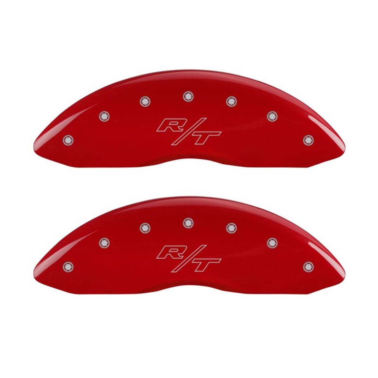 MGP 4 Caliper Covers Engraved Front Rear Vintage Style/RT Red finish silver - 12181SRTRRD - R/T Tuning