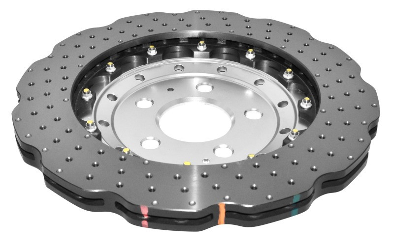 DBA 2014+ Audi RS Q3  Front 5000 Series Cross Drilled & Dimpled Rotor w/Clear Anodised Hat - 52836WSLVXD Photo - out of package