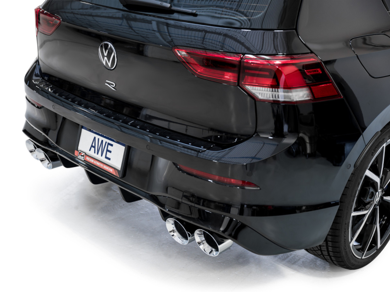 AWE MK8 Volkswagen Golf R 3in Track Edition Quad Exhaust - Chrome Silver Tips - 3020-42658 Photo - Mounted