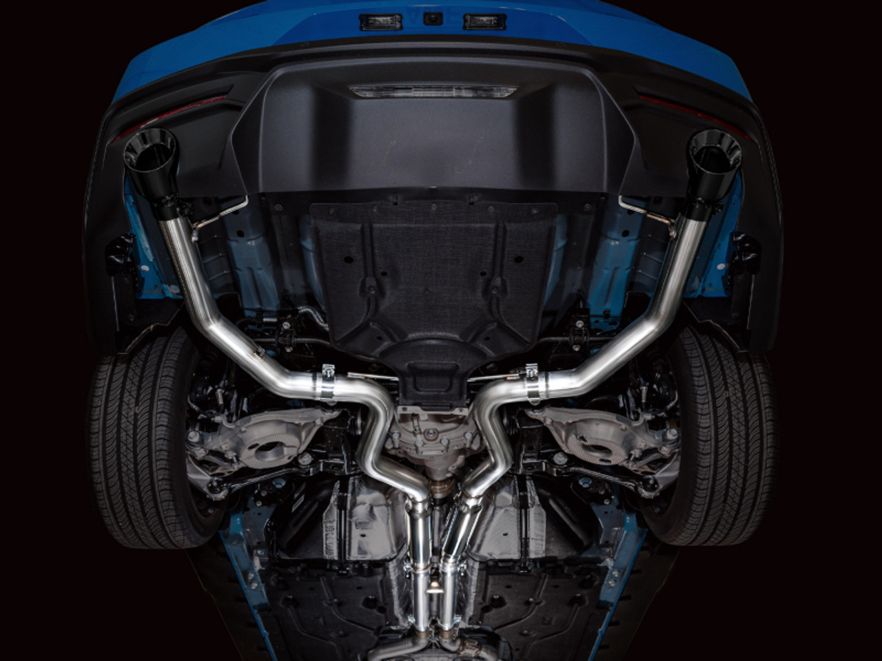 AWE 2024 Ford Mustang GT Fastback S650 RWD Track Edition Catback Exhaust w/ Dual Diamond Black Tips - 3020-33650 Photo - Mounted