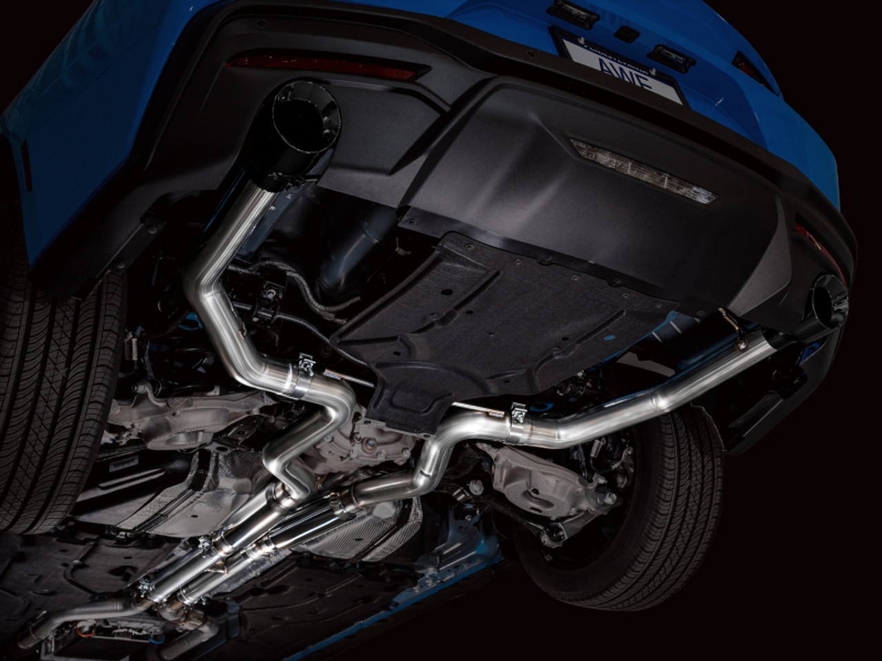 AWE 2024 Ford Mustang GT Fastback S650 RWD Track Edition Catback Exhaust w/ Dual Diamond Black Tips - 3020-33650 Photo - Mounted