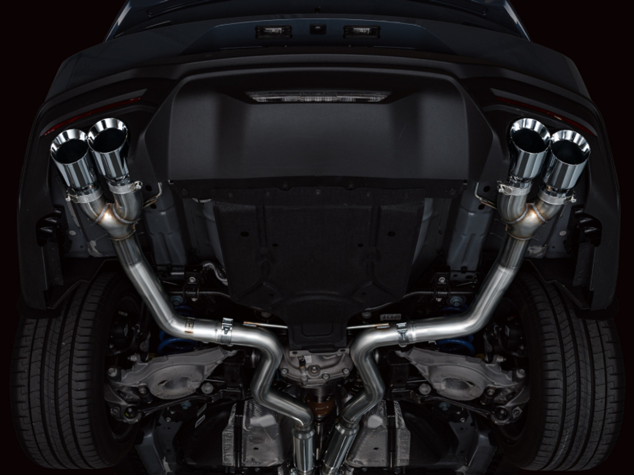 AWE 2024 Ford Mustang GT Fastback S650 RWD Track Edition Catback Exhaust w/ Quad Chrome Silver Tips - 3020-42650 Photo - Mounted