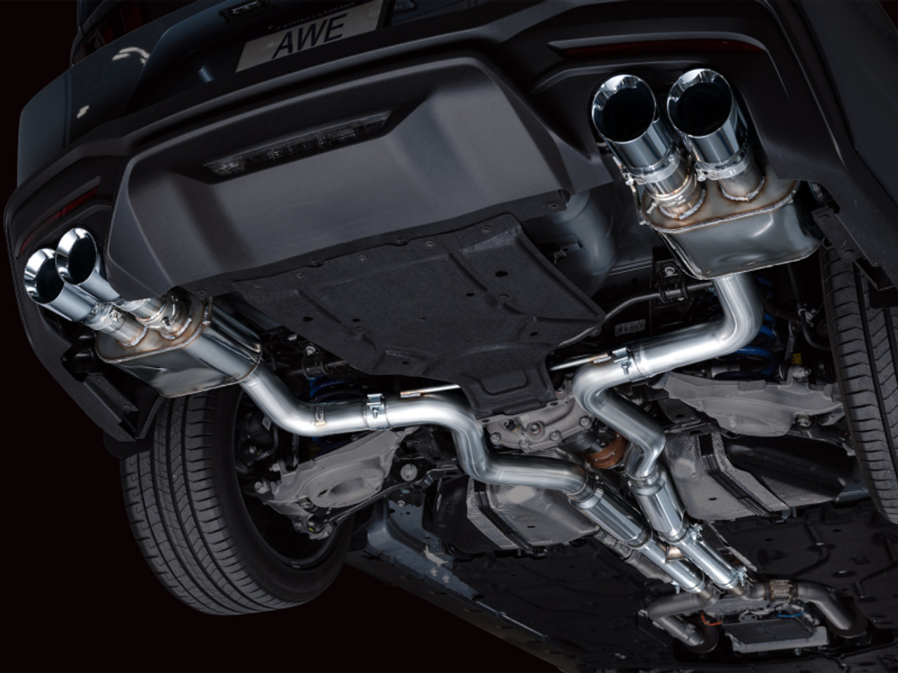 AWE 2024 Ford Mustang GT Fastback S650 RWD SwitchPath Catback Exhaust w/ Quad Chrome Silver Tips - 3025-42650 Photo - Mounted