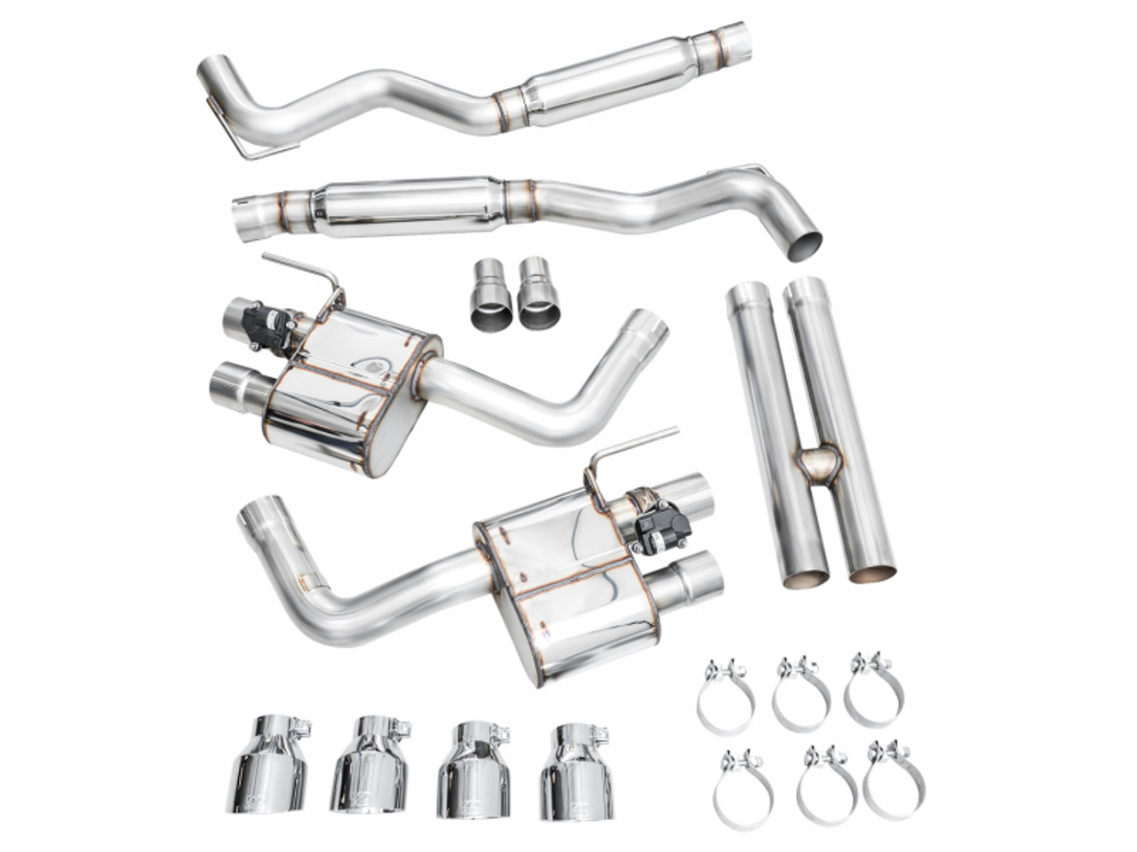 AWE 2024 Ford Mustang GT Fastback S650 RWD SwitchPath Catback Exhaust w/ Quad Chrome Silver Tips - 3025-42650 Photo - out of package