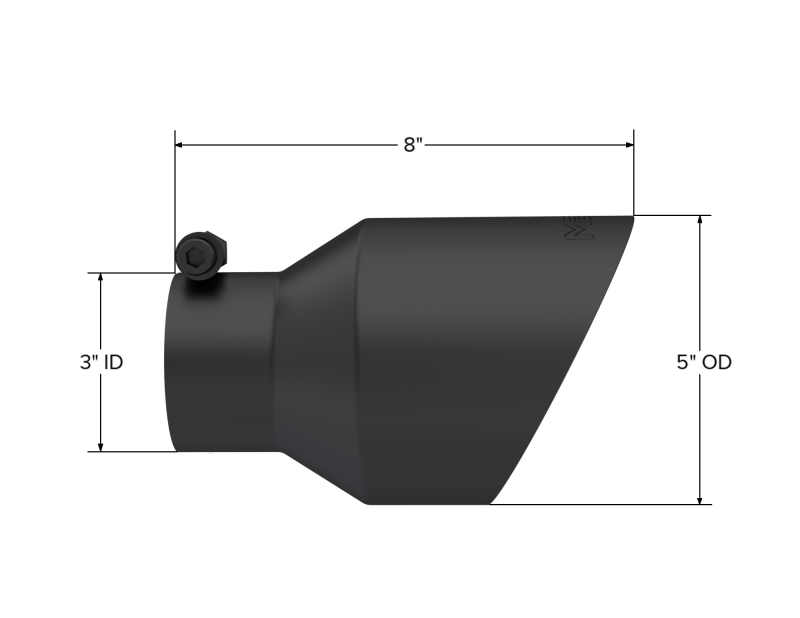 MBRP Universal 3in Hex Tip 5in Inlet 8in Length Dual Wall Exhaust Tip - Black Coated - T5187BLK Line Art