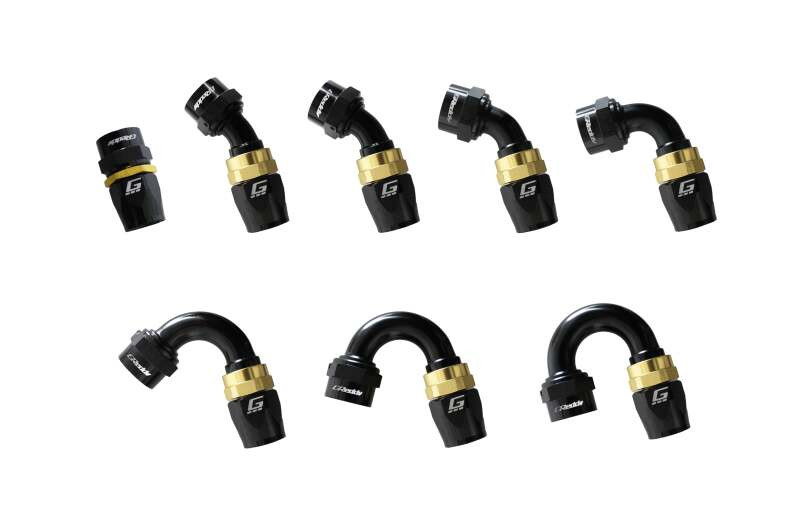 GReddy AN06 180 DEGREE HOSE END SWIVEL BLACK/GOLD ANODIZED - 12800618 Photo - Close Up