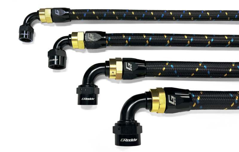GReddy AN08 60 DEGREE HOSE END SWIVEL BLACK/GOLD ANODIZED - 12800860 Photo - Close Up