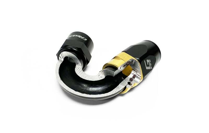 GReddy AN08 60 DEGREE HOSE END SWIVEL BLACK/GOLD ANODIZED - 12800860 Photo - Close Up