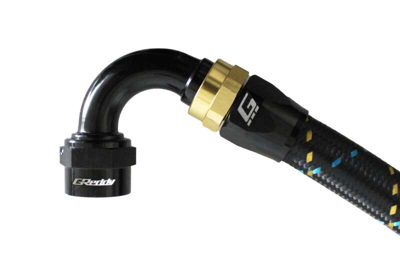 GReddy AN10 120 DEGREE HOSE END SWIVEL BLACK/GOLD ANODIZED - 12801012 Photo - Primary