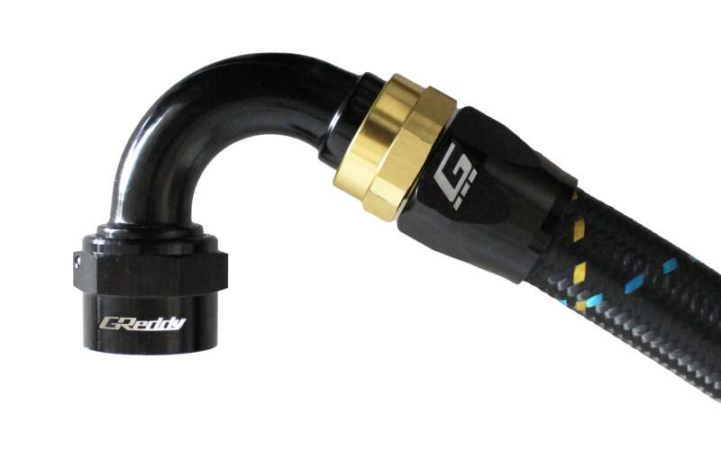 GReddy AN16 120 DEGREE HOSE END SWIVEL BLACK/GOLD ANODIZED - 12801612 Photo - Close Up