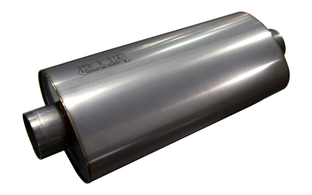 Kooks 3in Oval Center/Center Muffler 18in Long Body Polished Stainless Steel - MUF-019 Photo - Primary