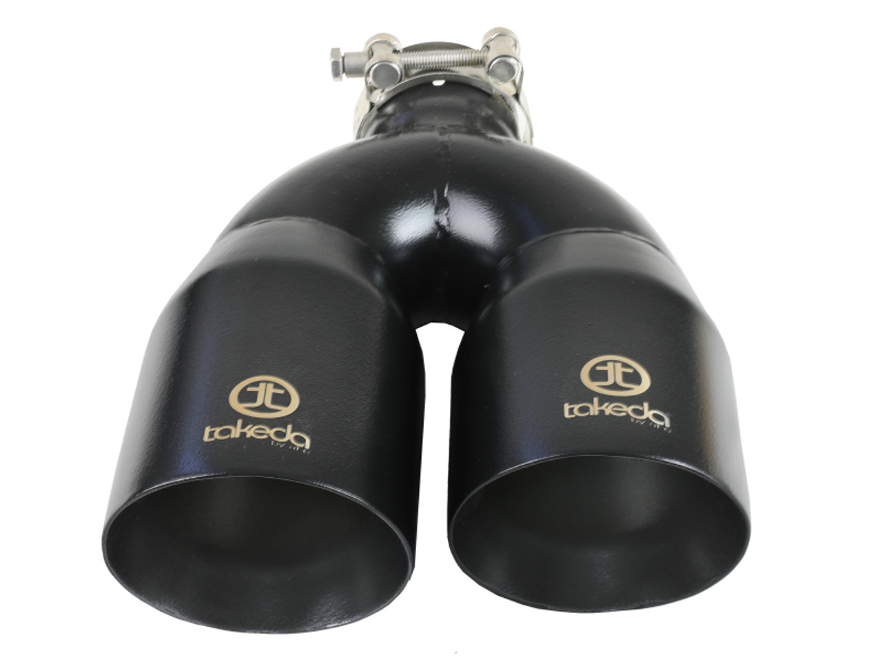 aFe Takeda 2.5in 304 Stainless Steel Clamp-on Exhaust Tip Passenger Side 2.5in Inlet 4inDual - Black - 49T25484-B121 Photo - Unmounted
