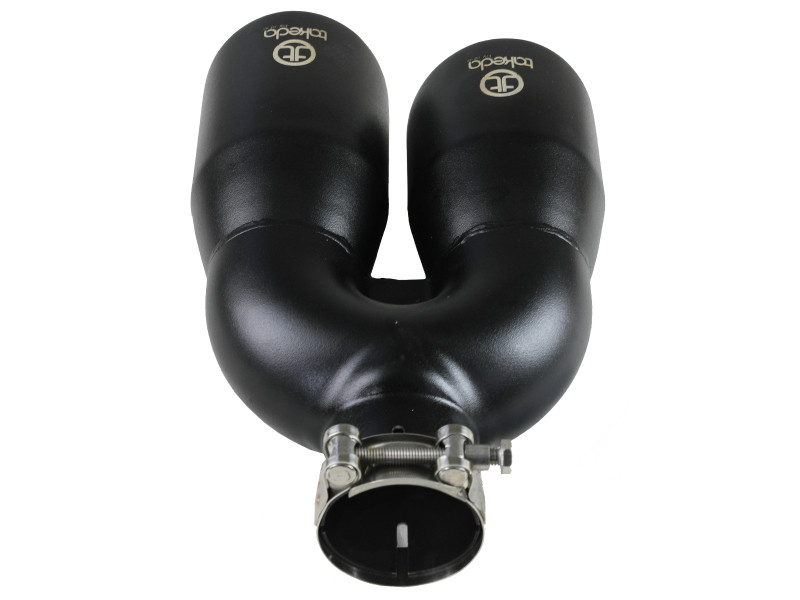 aFe Takeda 2.5in 304 Stainless Steel Clamp-on Exhaust Tip Driver Side 2.5in Inlet 4inDual-Black - 49T25484-B122 Photo - Unmounted