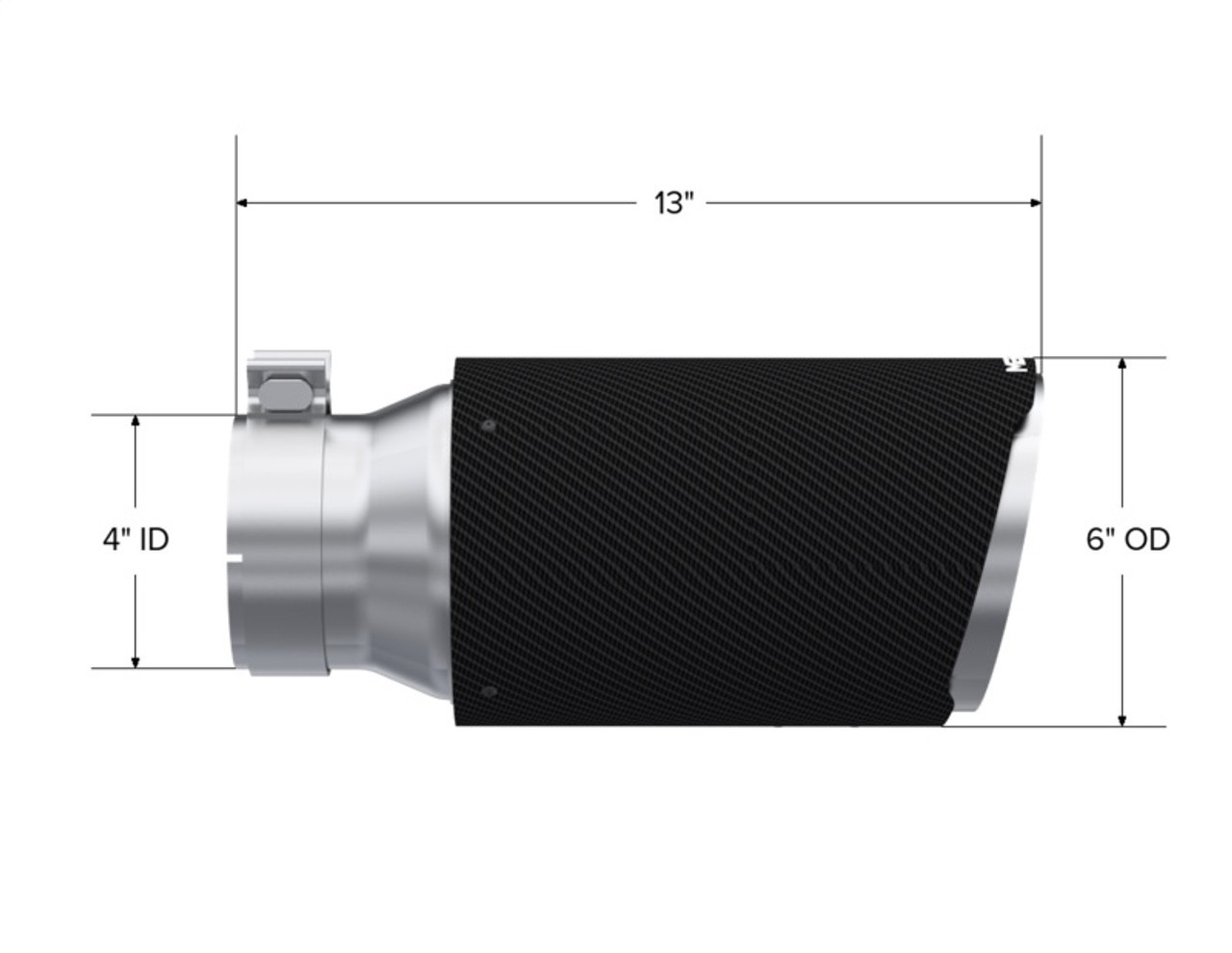 MBRP Universal Carbon Fiber Tip 6in OD/4in Inlet/12in L - Angle Cut Tip - T5072CF Photo - Unmounted