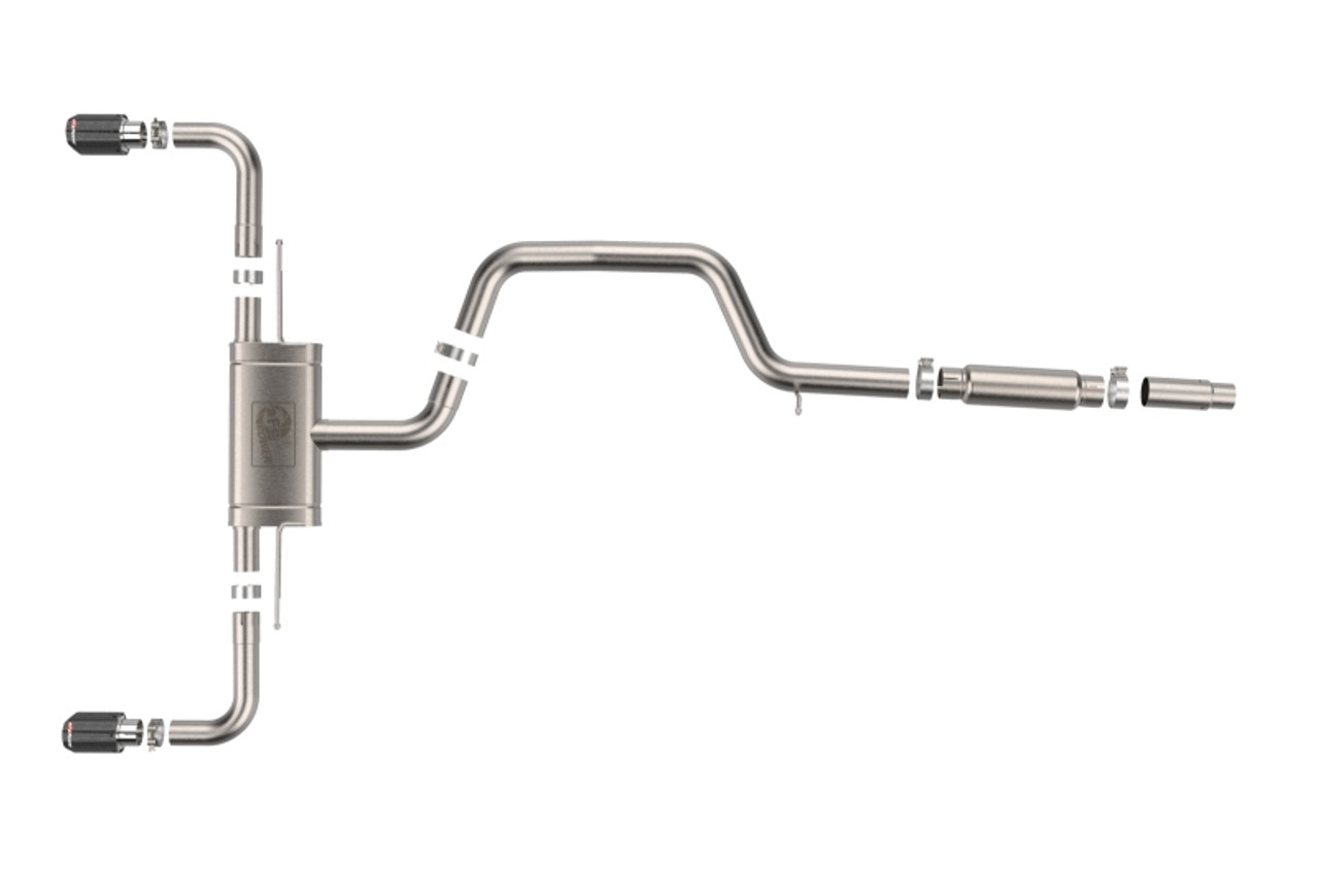 aFe 22-24 Volkswagen GTI MACH Force-Xp 3 to 2-1/2 IN Stainless Steel Cat-Back Exhaust w/Carbon Tips - 49-36454-C Photo - Unmounted