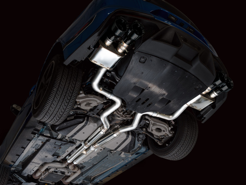 AWE Tuning 21-23 Ford Mustang Mach 1 SwitchPath Cat-Back Exhaust w/ Quad Diamond Black Tips - 3025-43551 Photo - Mounted