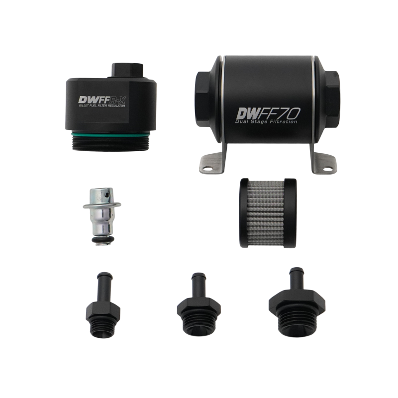 DeatschWerks DWFFR-X 70mm Billet Fuel Filter Regulator - 10 Micron with 5/16in Fittings - 8-FFR-070-010K-516 Photo - Primary