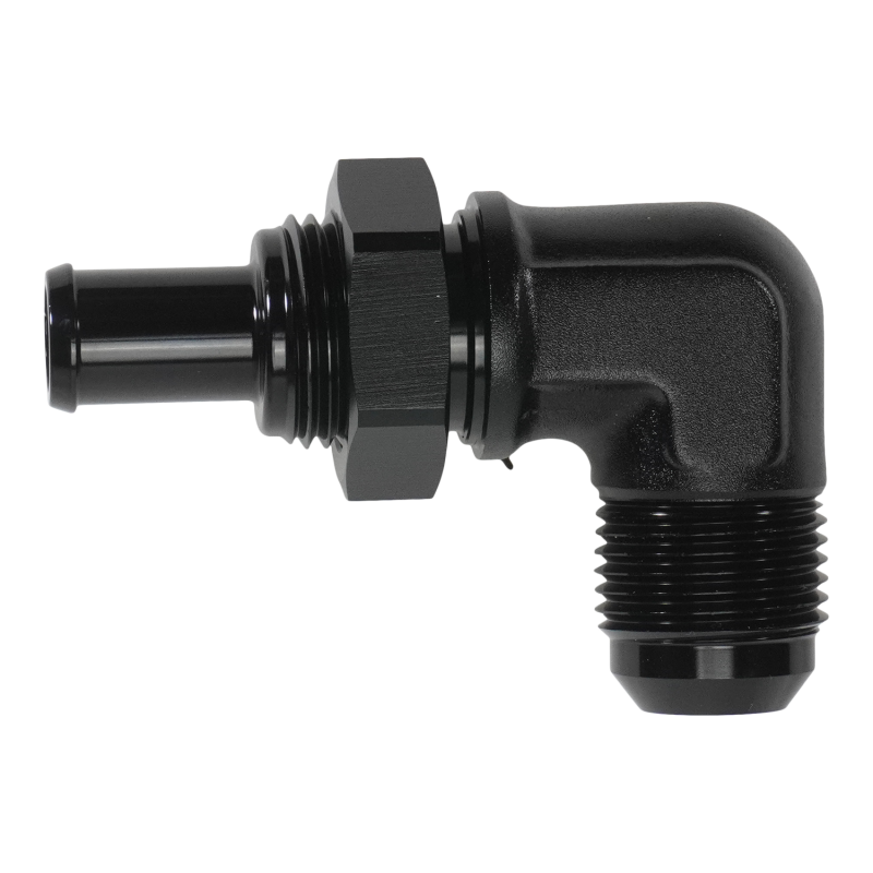 DeatschWerks 10AN Male Flare Bulkhead to 1/2in Hose Barb 90-Degree - 6-02-0794-B Photo - Primary