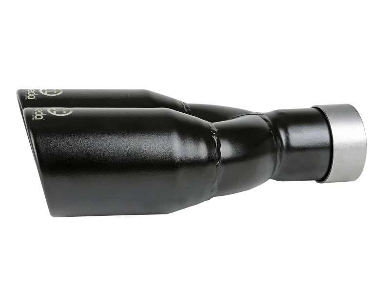 aFe Takeda 304 Stainless Steel Clamp-on Exhaust Tip Black 2-1/2ininlet x 3-1/2in Outlet X 12in L - 49T25374-B121 Photo - Unmounted