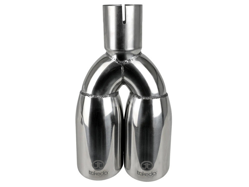 aFe Takeda 304 Stainless Steel Clamp-on Exhaust Tip Polished 2-1/2ininlet x 3-1/2in Outlet X 12in L - 49T25374-P121 Photo - Unmounted