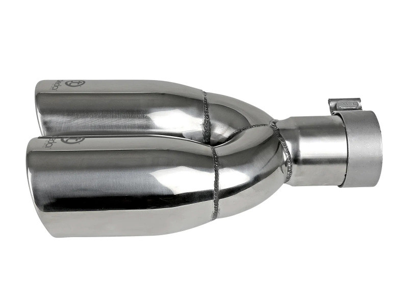 aFe Takeda 304 Stainless Steel Clamp-on Exhaust Tip Polished 2-1/2ininlet x 3-1/2in Outlet X 12in L - 49T25374-P121 Photo - Unmounted