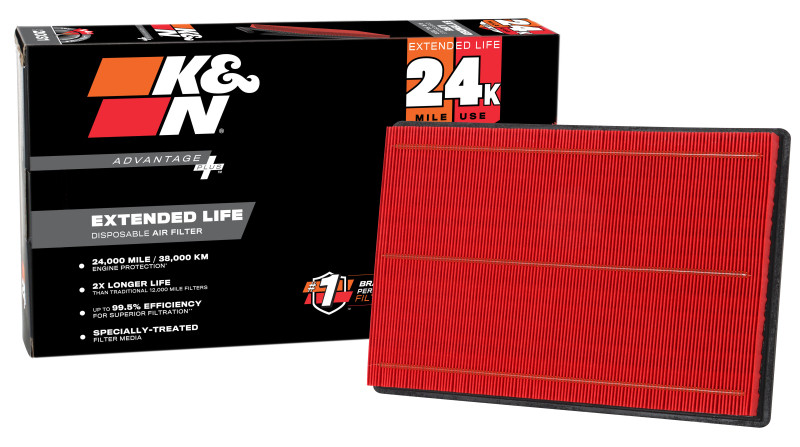 K&N Advantage Plus Air Filter 24K Miles Dodge Ram 1500/2500/3500 3.7/4.7/5.7L 02-24 - KNX-2247 Photo - out of package