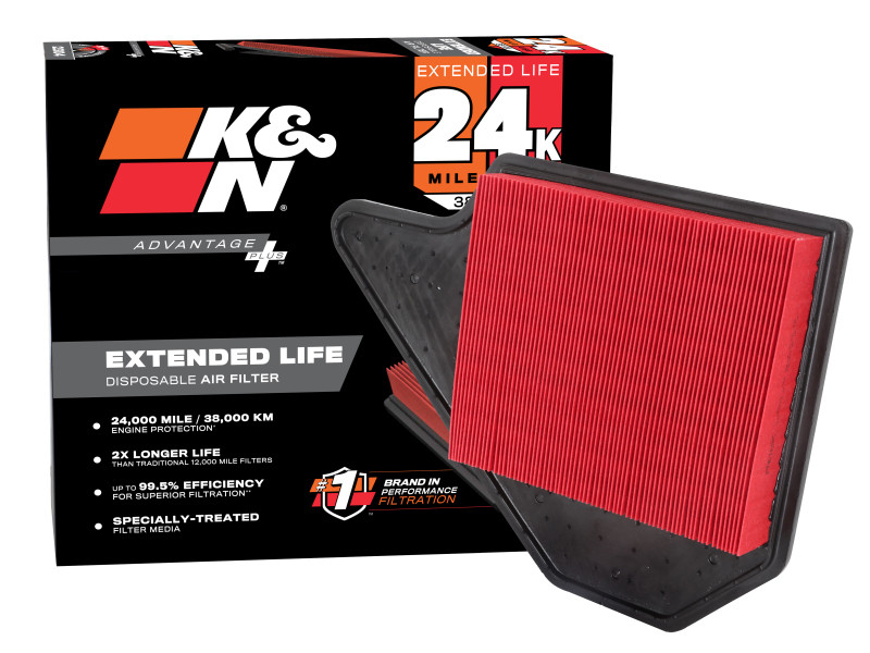 K&N Advantage Plus Air Filter 24K Miles Dodge Grand Caravan V6-3.6L F/I 11-17 - KNX-2462 Photo - out of package