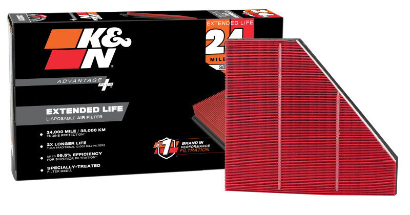 K&N Advantage Plus Air Filter 24K Miles Cadillac Ats V6-3.6L F/I 13-17 - KNX-2496 Photo - out of package