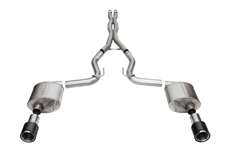 Corsa 2024 Ford Mustang GT Coupe 3in Sport Cat-Back Exhaust - 4.5in Carbon Fiber Tips - 21255CF Photo - Primary