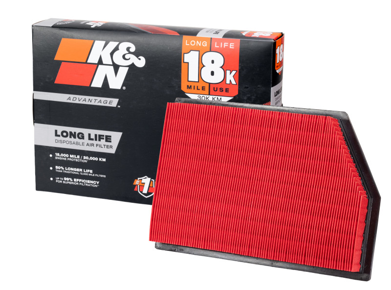 K&N Advantage Air Filter 18K Miles Jeep Cherokee V6-3.2L F/I 2014-2018 - KNA-5009 Photo - out of package