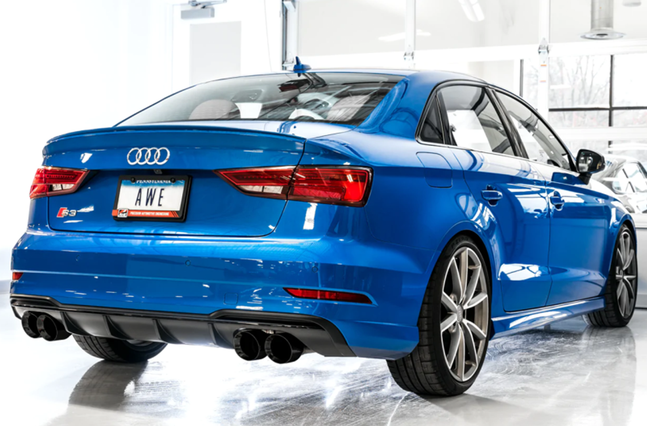 AWE Tuning Audi 8V S3 Track Edition Exhaust w/Diamond Black Tips 102mm - 3015-43150 Photo - Mounted