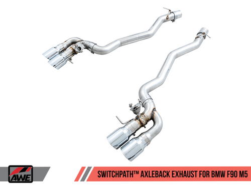 AWE Tuning 18-19 BMW M5 (F90) 4.4T AWD SwitchPath Axle-back Exhaust - Chrome Silver Tips - 3025-42061 Photo - Primary