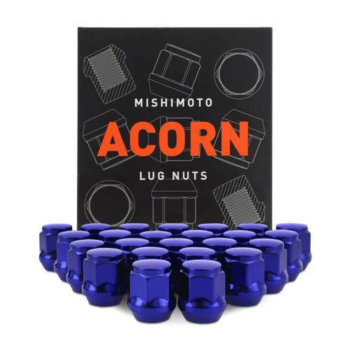 Mishimoto Steel Acorn Lug Nuts M12 x 1.5 - 24pc Set - Blue - MMLG-AC1215-24BL Photo - Primary