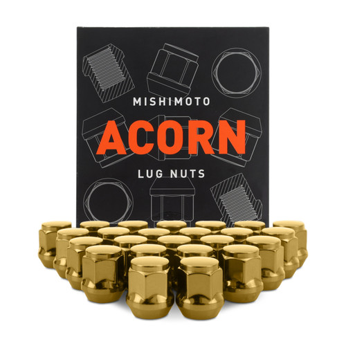 Mishimoto Steel Acorn Lug Nuts M12 x 1.5 - 24pc Set - Gold - MMLG-AC1215-24GD Photo - Primary