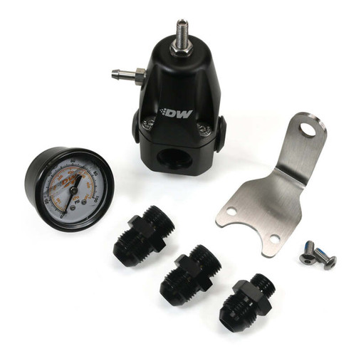 DeatschWerks DWR1000 AFPR + Pressure Gauge + 8AN Fittings - Anodized Black - 6-1000-FRB-88 Photo - Primary