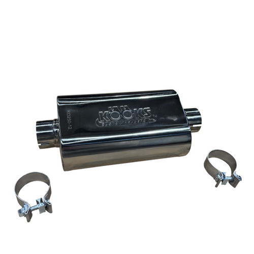 Kooks 2.5in Oval Clamp In Muffler 12in Long Body Polished Stainless Steel - KO250-12-CI Photo - Primary