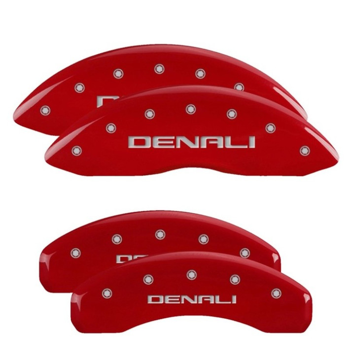 MGP 4 Caliper Covers Engraved Front &amp; Rear Denali Red finish Silver Engraved - 34221SDNLRD User 1